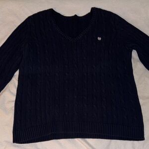 Women's Dark Blue V-Neck Sweater